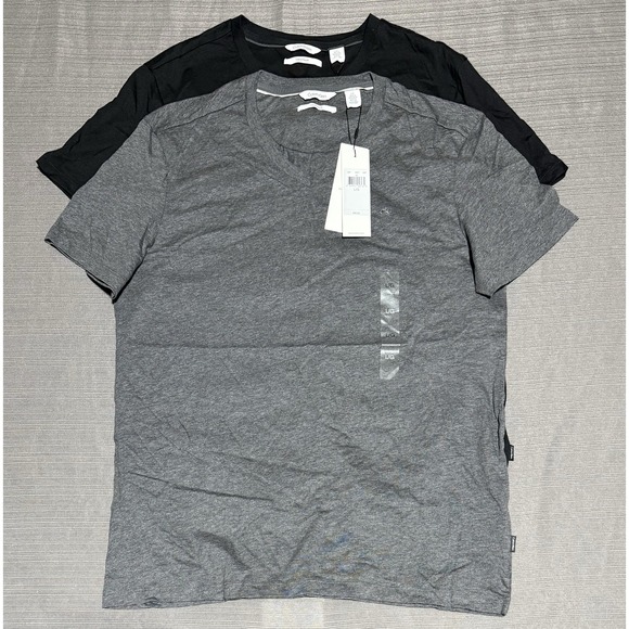 Calvin Klein Liquid Touch Men's Large T Shirt Black Gray‎ NWT Lot Of 2 MSRP $70 - Picture 1 of 2